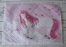 Company Store Kids Diamond Quilted Standard Pillow Sham~Pink Mane Horse~22x26”