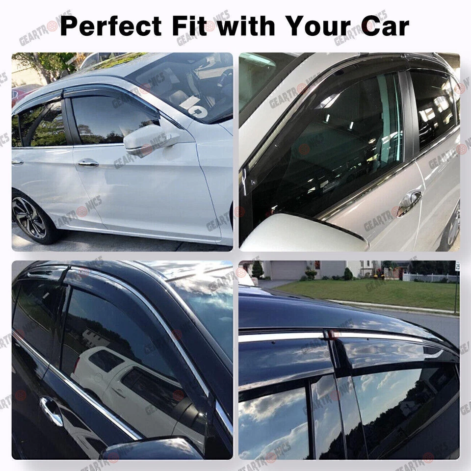 For 2013-2017 Honda Accord Sedan Smoke Window Visor Vent Rain Guards Deflector - Image 2 of 4