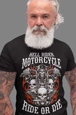 Herren Biker Shirt Hell Rider Motorcyle Ride or Die T-Shirt Rocker Bike Motorrad