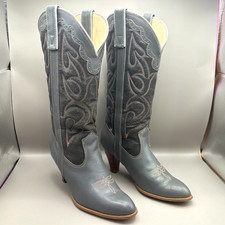 Vintage Capezio Gray Leather Western Cowgirl Boots Size 6 Made in USA