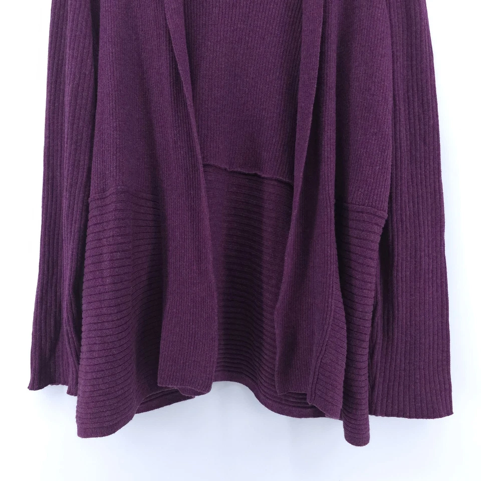 Eileen Fisher All Organic Cotton Plum Open Front Knit Mid Length Cardi Duster L - Image 4 of 4
