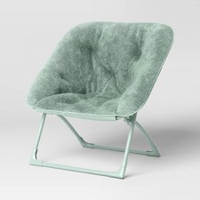 Pillowfort Folding Dish Children's Kids' Chair Saucer Foldable Armless Green