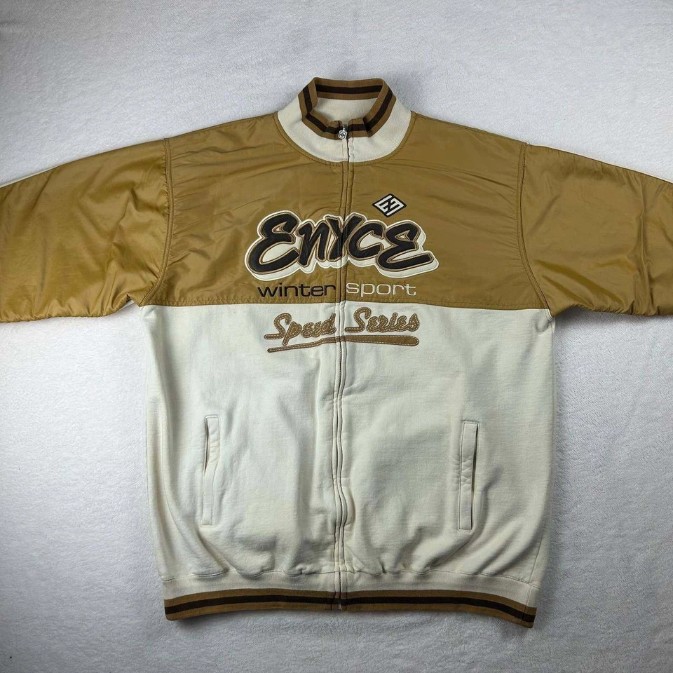 Enyce Vintage Winter Sports Retro Jacket Size XXL Cream Brown Heavyweight Y2K - Image 2 of 4