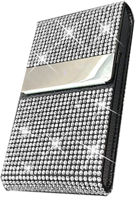 Bling Business Card Holder, PU Leather Case with Crystal Diamonds Rhinestones, M