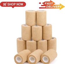 12 Pack Self Adhesive Bandage Wrap, 3" X 5 Yards Elastic Cohesive Bandage Wrap