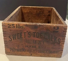 Antique VTG Primitive Sweet’s Toe Calks Wood Box 10x4x7" Dovetailing Horseshoe