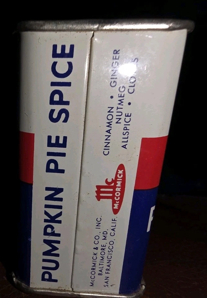 Vintage McCormick Pumpkin Pie Spice Tin Metal Lid Jack-O-Lantern Halloween - Image 3 of 4