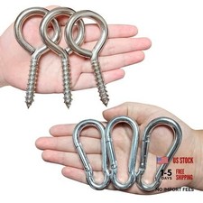 3 Pcs 4 inche Heavy Duty Eye Hooks - Screw Eye Hooks - with 3 Pcs 2.75 Silver