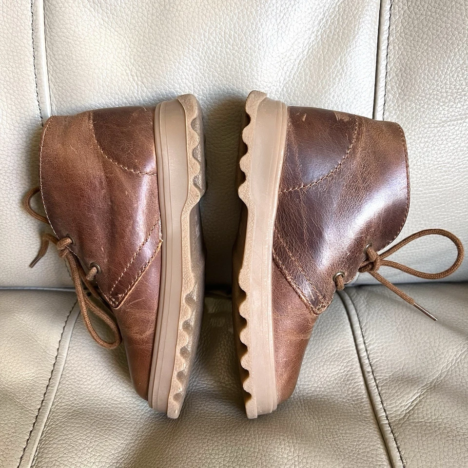 Zara Boys Toddler Brown Leather Lace Up Moccasin Dress Chelsea Boot Sz 25 US 9 - Image 3 of 4