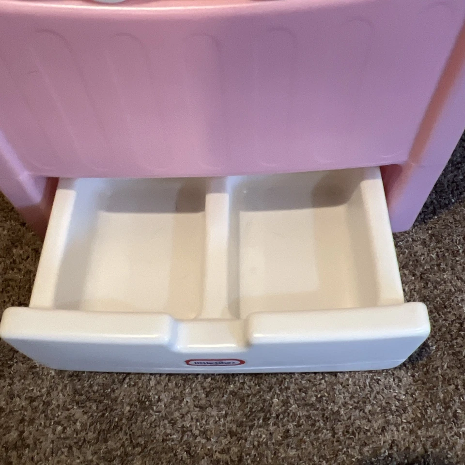 VTG Little Tikes Pink Baby Doll Changing Table Bassinet Cradle Crib Drawer VGC - Image 3 of 4