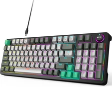 MOFII AK96 Mechanical Gaming Keyboard, Full Keys LED Backlit Programmable, Plug