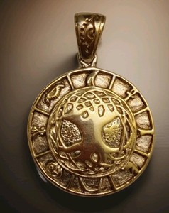 Authentic Vintage 24k Gold Plated /925 Tree Of Life Talisman Pendant Bernard De Buhem