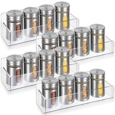 4 PCS Clear Acrylic Spice Rack Wall Mount 9 Inch Hanging Storage Organizer