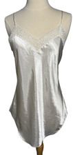 Victoria  s Secret Ivory Satin Nylon Camisole Slip Nightie with Lace