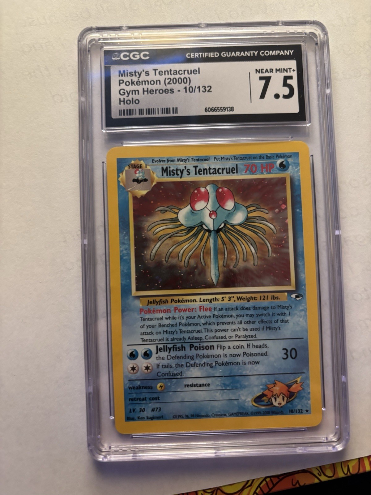 Misty's Tentacruel 10/130 Near Mint+ Rare Holo Gym Heroes 2000 Pokemon CGC 7.5