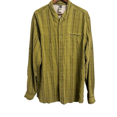 The North Face Button Down Shirt Men s XL Green Outdoor Roll Tab Sleeve Hike