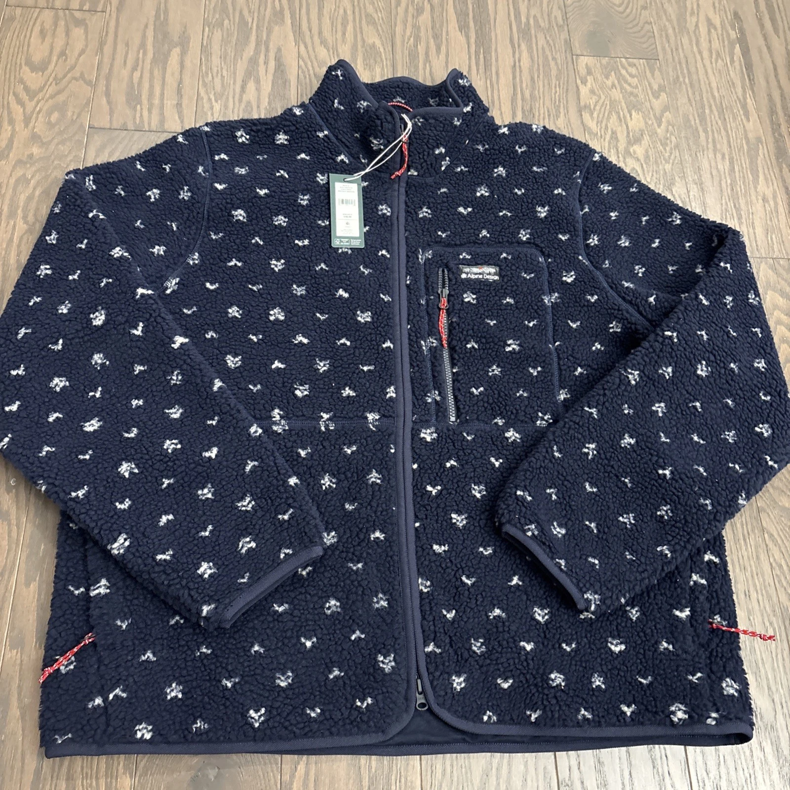 NWT Alpine Design Men's Sherpa Fleece Print Deep Navy Birds Eye Size XL $98 Warm