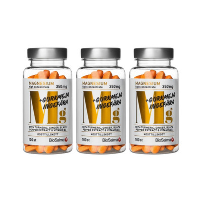 3x BioSalma Magnesium 350mg Turmeric Ginger 100 Tablets C3 Complex  B6 BioPerine