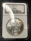 1886 Morgan Silver Dollar NGC MS-64 Beautifully Toned BU Blast White