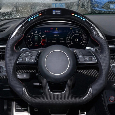 For 17+ Audi B9 A3 A4 A5 S3 S5 RS3 RS4 RS5Carbon Fiber LED Steering Wheel Flat