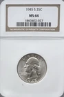 1945-S Washington Quarter 25C NGC MS-66 Gem BU Silver San Francisco Coin #570