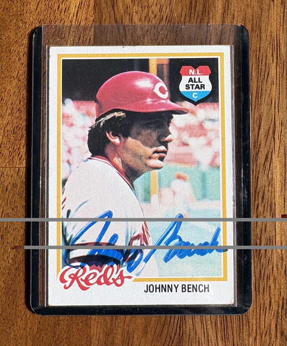 Topps Johnny Bench Autographed Baseball Sports Trading Cards