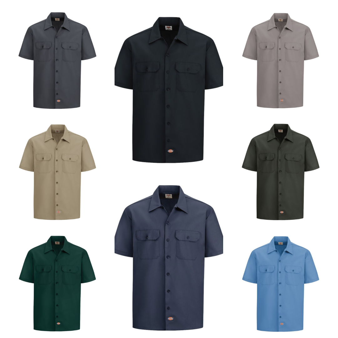 Dickies Men's Shirt Short Sleeve Casual Original Fit Button Up