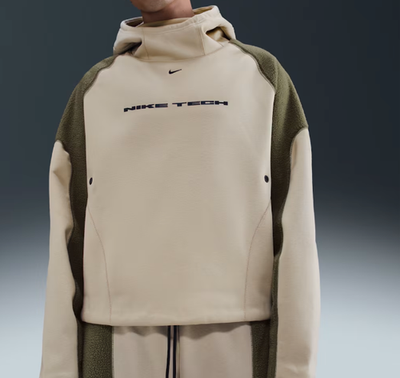 Nike Tech Boreas Mens Oversized Hoodie Desert Khaki Olive Black