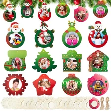 36 Set Wood Christmas Photo Frame Craft Kits to Paint DIY Assortment Ornament...