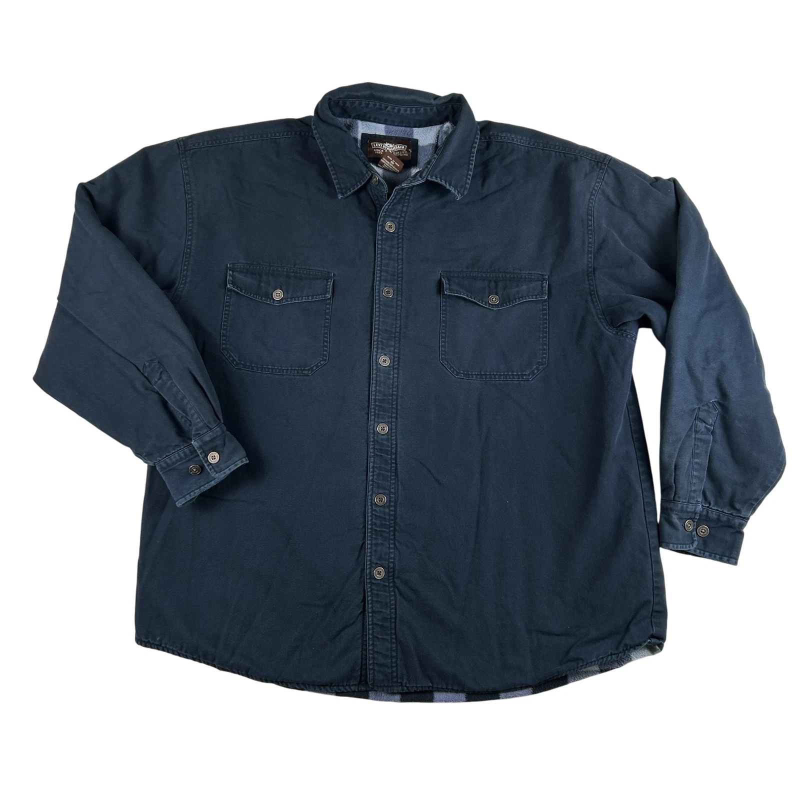 Levis Shirt Jacket Mens 2XL Blue Fleece Lined Button Front Shacket Coat