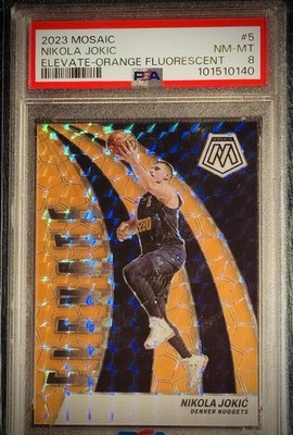 Nikola Jokic 2023 Mosaic Elevate - Orange Fluorescent SP #/25 PSA 8 POP 1