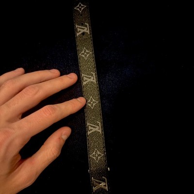 Louis Vuitton Black LV Slim Bracelet Adjustable Size 21 Box