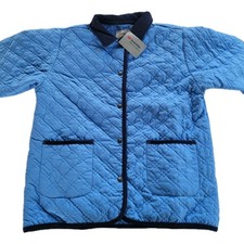 L.L. Bean Girls Quilted Jacket XL 18 Blue Navy Trim Snap Front Scotchlite NEW