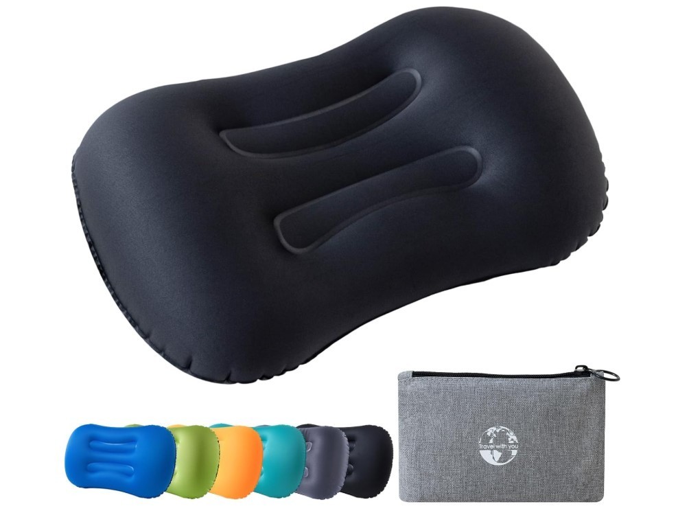Oreiller camping gonflable contre le mal de cou - Coussin voyage ergonomique et léger