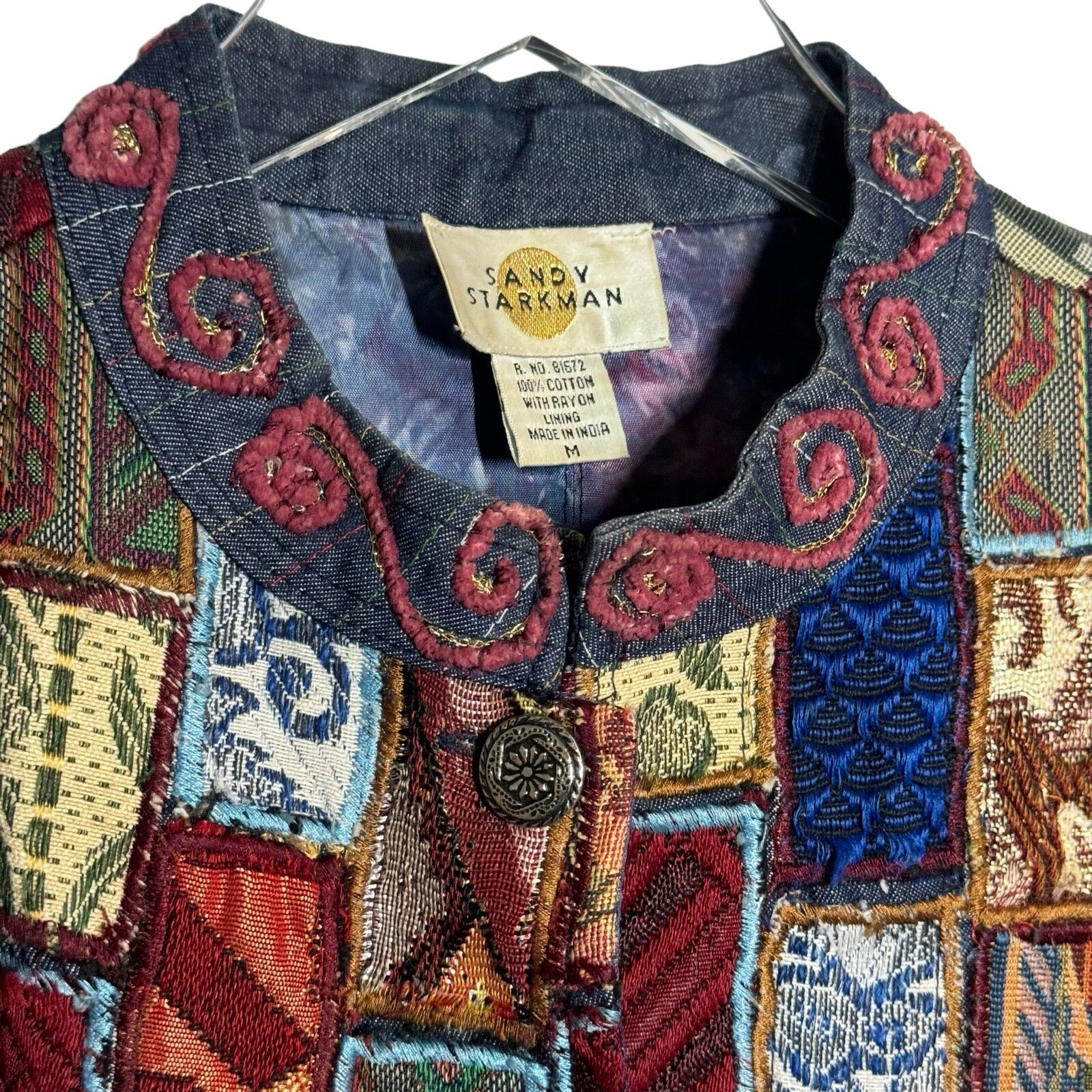 Sandy Starkman Vintage Patchwork Embroidered Coat… - image 4