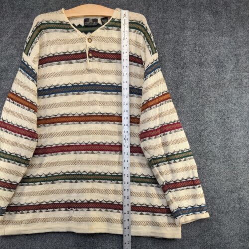 Structure Men's Knit Henley Sweater Large Long Sleeve Multicolor Striped - Picture 10 of 12