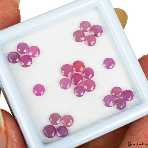 25 Pc Natural Mozambique Ruby 3.5mm Round Cut Sparkling Pink Red Loose Gemstones - Picture 1 of 5