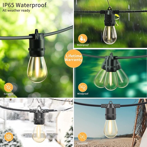 27/48/96FT Outdoor String Lights Shatterproof IP65 Connectable Patio Yard Garden - Picture 6 of 16