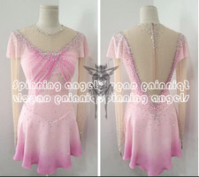 Figure Skating Dress Women's / Girls' Ice Skating Dress pink dyeing handmade