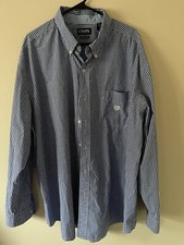Pre-owned Chaps Blue, White Ckeck Long Sleeve Dress Shirt Size 3XB