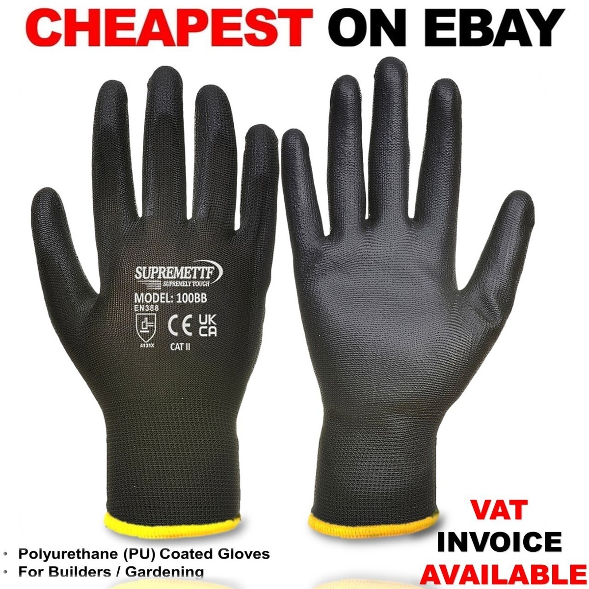 24 PAIRS PU COATED SAFETY WORK GLOVES GLOVE GARDEN GRIP MENS BUILDERS  GARDENING