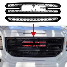 Gloss Black Grille Grill Overlay FOR 2016-2018 GMC Sierra 1500 SLE & Base