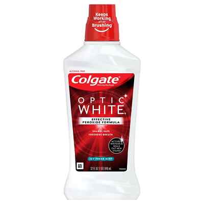 Colgate Optic White Mouthwash Icy Fresh Mint  32oz Brand New