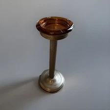 Vintage Standing Ashtray Heavy With Amber Ashtray Mid Century Modern- READ
