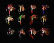12 Fliegen, Fliegenfischen, Trockenfliegen, Forelle, Lachs F1