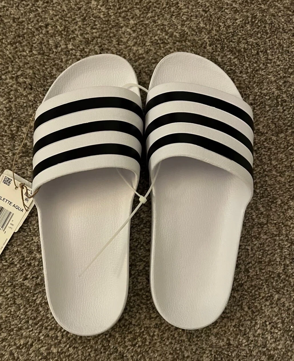 Sandali Adidas Adilette Aqua Slides nuovi suola grip nero bianco M 5 W 6