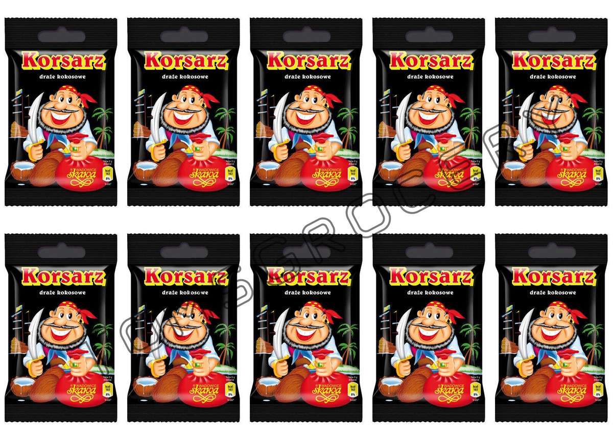 10 KORSARZ PIRATE Retro Dragee Chocolate Covered Coconut Cream