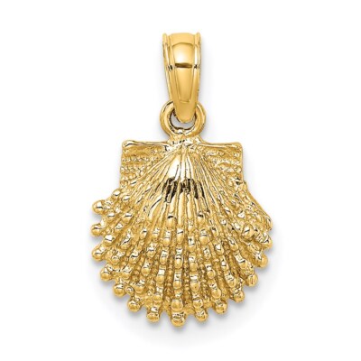 14k Gelbgold strukturierte Jakobsmuschel Muschel Charm Anhänger Geschenk für Mutter