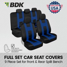 Black Blue Car Seat Covers Full Set Front Rear Bench For Chevy