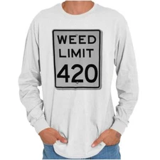 Weed Speed Limit 420 Cannabis Stoner Gift Long Sleeve Tshirt Tee for Adults